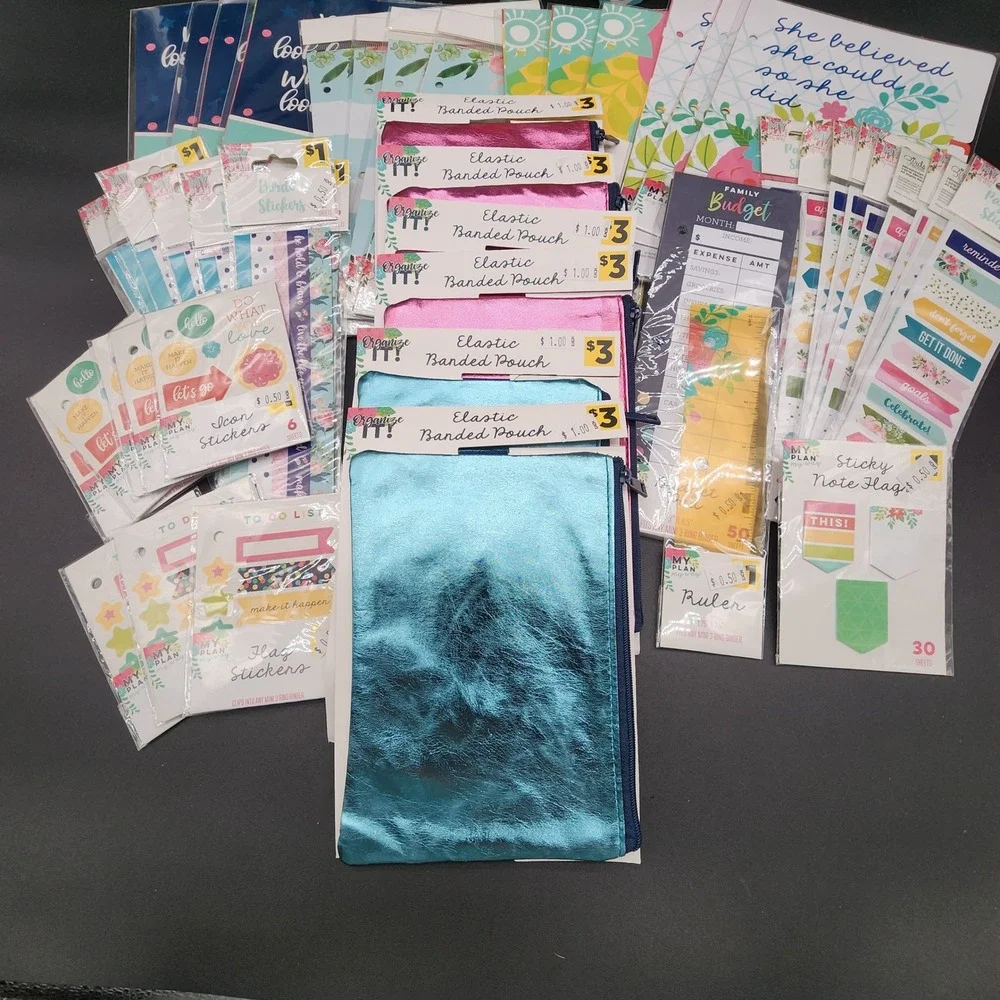 My Plan Multicolor Floral Planner Bundle Binders Stickers Pouches Stationery